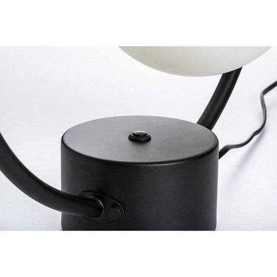 ​Veioza cu corpul metalic, abajur din sticla, baza decorativa cilindrica, un soclu E14, 25 W, 340 x 150 x 350 mm, alb si negru - 6- Roveli