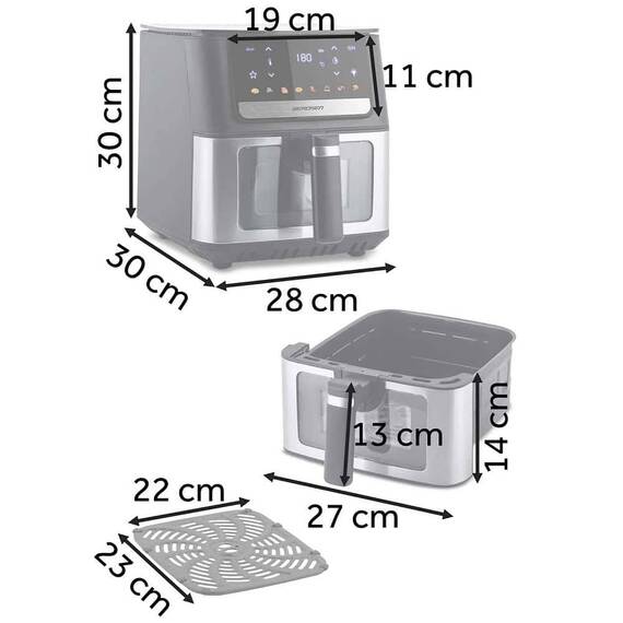 ​Friteuza cu aer Berdsen, tava de copt din otel inoxidabil, panou tactil intuitiv, reglarea temperaturii pana la 200°C, programe automate pentru diverse feluri de mancare, 6,5 litri, 1700 W - 6- Roveli