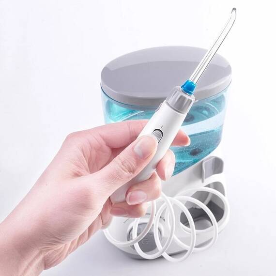 ​Irigator dentar stationar, 10 niveluri de jet, 1400 de impulsuri pe minut, presiune mai mare - 110 PSI ,cronometru, 6 duze, functionare silentioasa - 6- Roveli