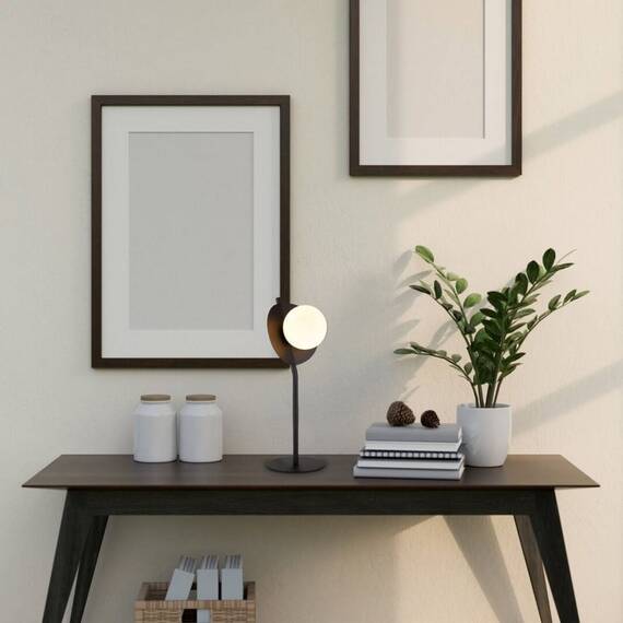 ​Veioza, corp metalic, abajur din sticla alba, forma rotunda, stil industrial, bec G9, 5 W, IP20, 400 x 140 x 150 mm, negru - 7- Roveli