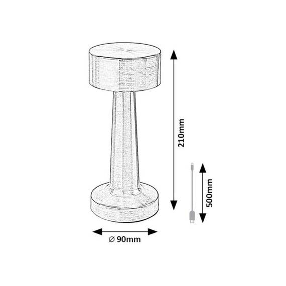 ​Veioza LED, corp din metal, abajur din plastic, aspect elegant, 2.7 W, 40 lm, lumina calda, neutra, rece, acumulator de 3.7 V cu o capacitate de 1200 mAh, auriu si alb - 7- Roveli