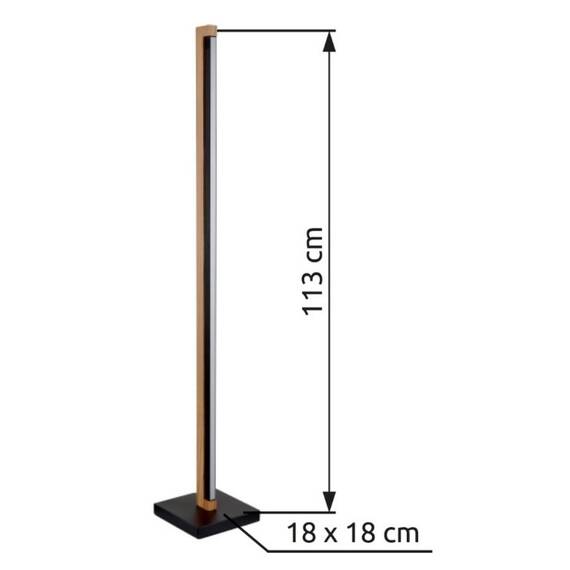 ​Lampadar LED, structura din metal, abajur din plastic, LED incorporat cu o putere de 23.5W, 520 lm, lumina calda, 1130 x 180 mm, IP20, negru mat si aspect lemn - 8- Roveli