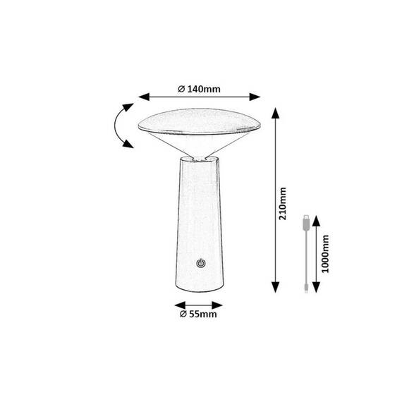 ​Veioza LED pentru exterior, realizata din plastic, abajur in forma de diamant, lumina calda, neutra, rece, bateria integrata de 3.7 V 2000 mAh, cablu USB-C, 3 W, alb - 9- Roveli