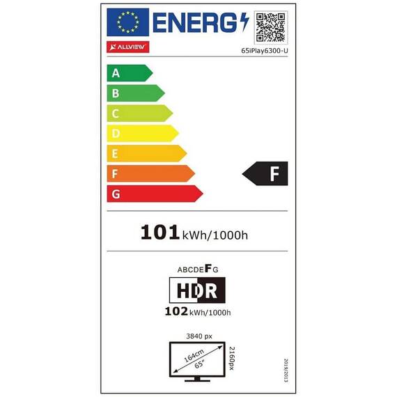 Televizor Allview LED Smart 65iPlay6300-U, 4K UHD, 3840 x 2160 pixeli, diagonala 165 cm, DNR, Adaptive contrast, Expert mode, Dolby Audio, Stereo, sistem operare VIDAA, clasa F - 6- Roveli