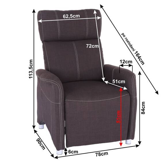 Fotoliu reglabil, material textil ciocolatiu, FOREST - 10- Roveli