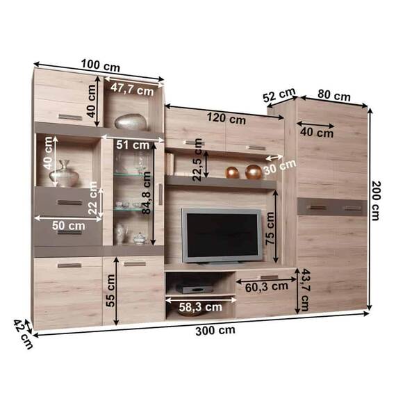 Ansamblu living, stejar san marino/latte extra lucios HG, ASSOR - 3- Roveli