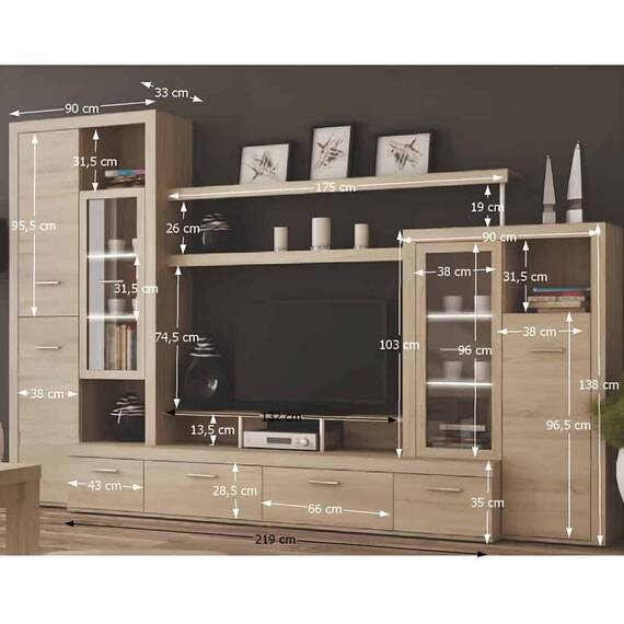 Mobilă de living, stejar sonoma, ATLANTIS NEW - 3- Roveli