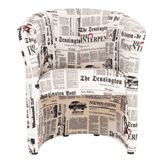 Fotoliu de club, material textil motiv ziare, CUBA - 7- Roveli