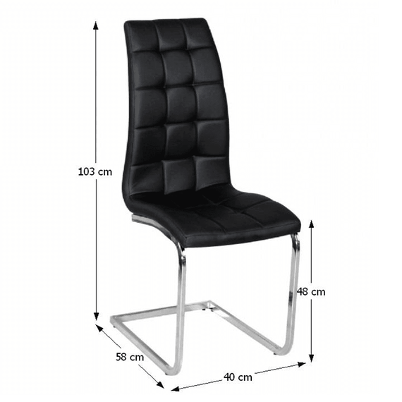 Scaun bucătărie, piele ecologică negru/crom, DULCIA - 2- Roveli