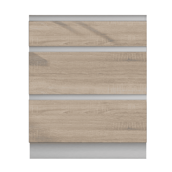 Dulap inferior cu 3 sertare, stejar sonoma/alb, LINE D60S3 - - Roveli