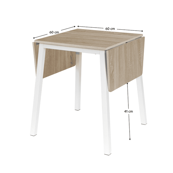 Masă dining, MDF folie/metal, stejar sonoma/alb, 60-120x60 cm, MAURO - 3- Roveli