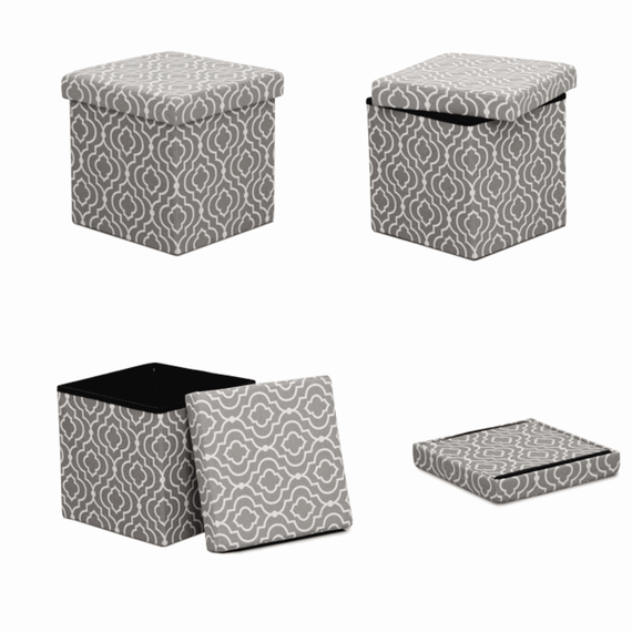 Taburet pliabil, material gri/model alb, MARLO - 6- Roveli