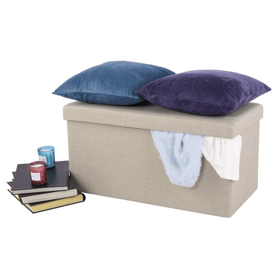 Taburet pliabil, material bej, ORELIA - 5- Roveli