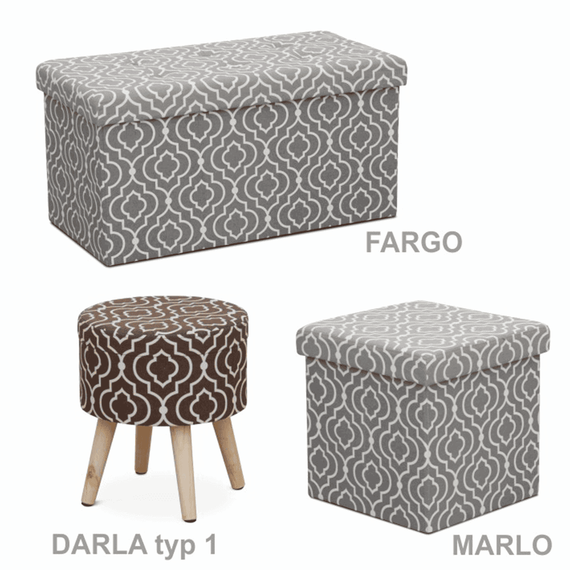 Taburet pliabil, material gri/model alb, MARLO - 4- Roveli