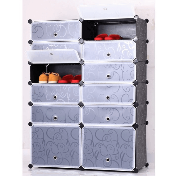 Organizator de pantofi modular, negru / alb lapte, BEKIM TYPE 2 - 4- Roveli