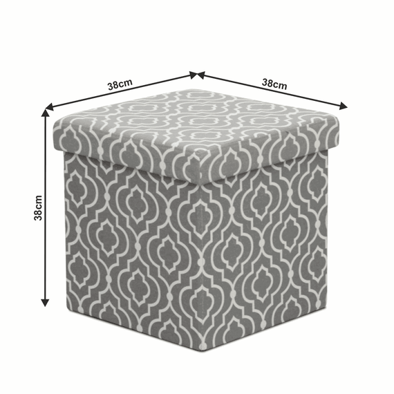 Taburet pliabil, material gri/model alb, MARLO - 10- Roveli