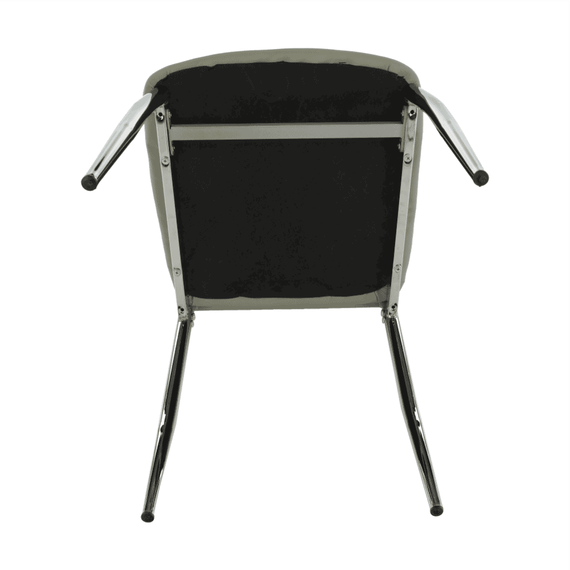 Scaun dining, piele ecologică gri/crom, ERVINA - 10- Roveli