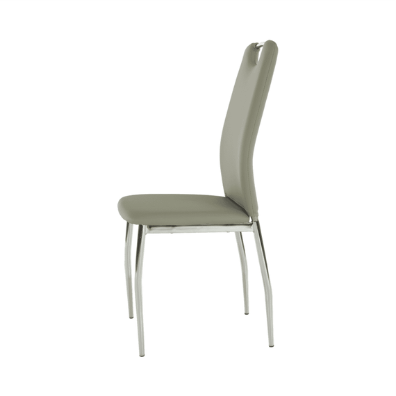 Scaun dining, piele ecologică gri/crom, ERVINA - 7- Roveli