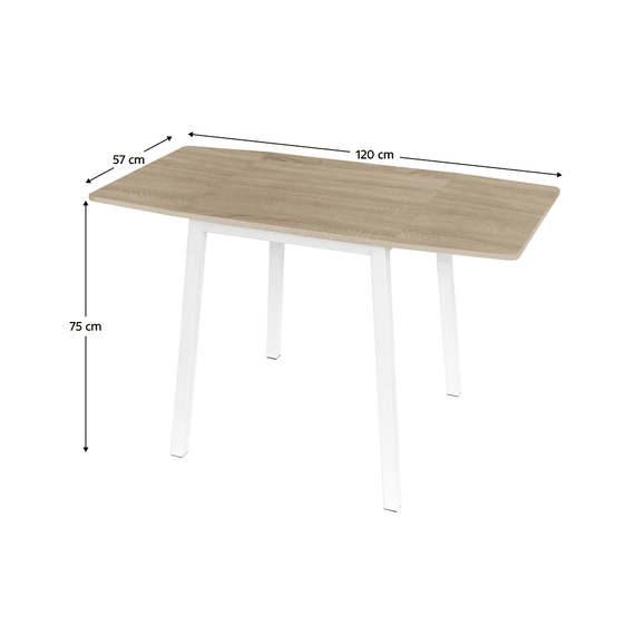 Masă dining, MDF folie/metal, stejar sonoma/alb, 60-120x60 cm, MAURO - 2- Roveli