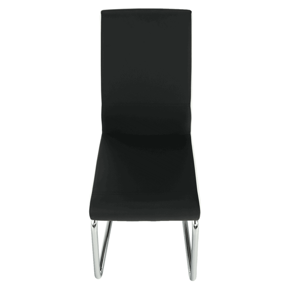 Scaun dining, piele ecologică neagră, albă/crom, NEANA - 9- Roveli