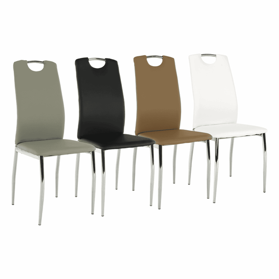 Scaun dining, piele ecologică gri/crom, ERVINA - 2- Roveli
