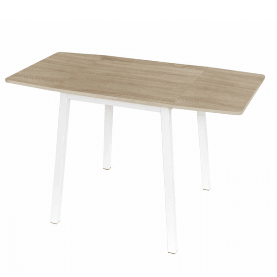 Masă dining, MDF folie/metal, stejar sonoma/alb, 60-120x60 cm, MAURO - - Roveli