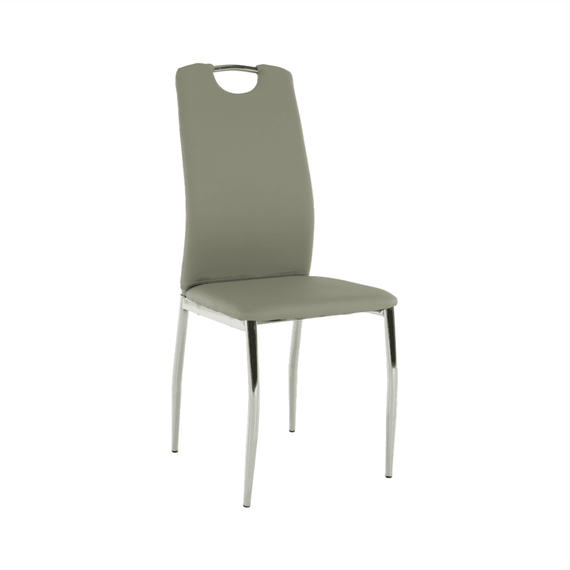 Scaun dining, piele ecologică gri/crom, ERVINA - - Roveli