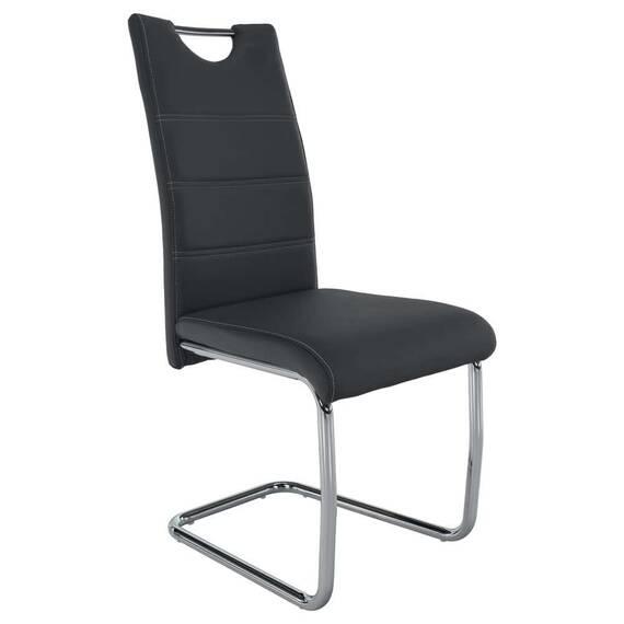 Scaun dining, gri închis / cusătură deschisă, ABIRA NEW - - Roveli