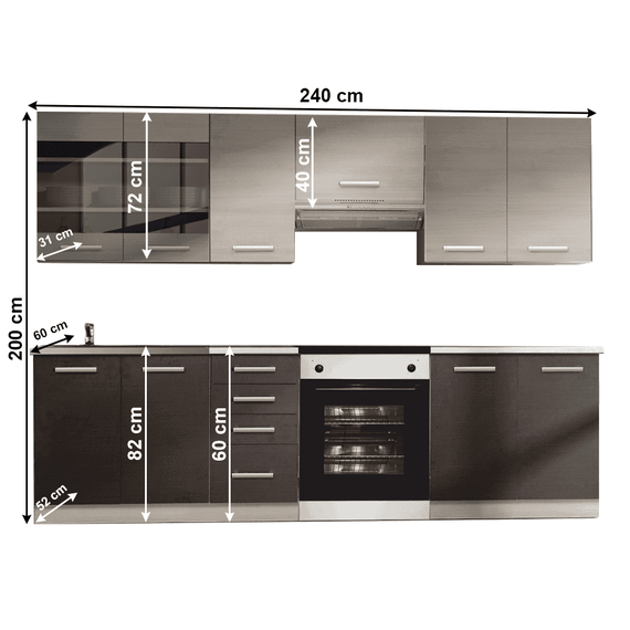 Mobilier bucătărie, stejar gri deschis/stejar închis, KLANTON - 2- Roveli