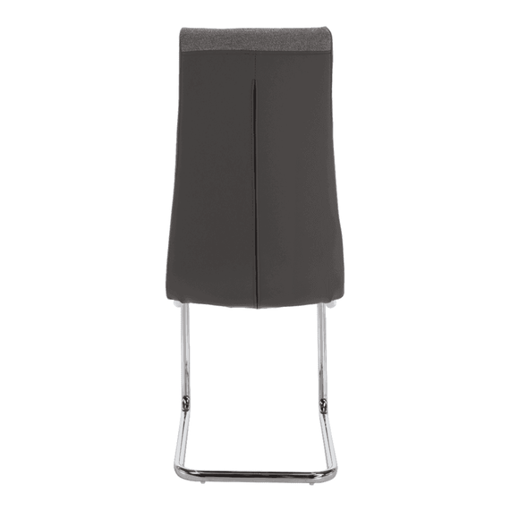 Scaun bucătărie, material textil gri deschis/piele ecologică gri/crom, SALOMA NEW - 8- Roveli
