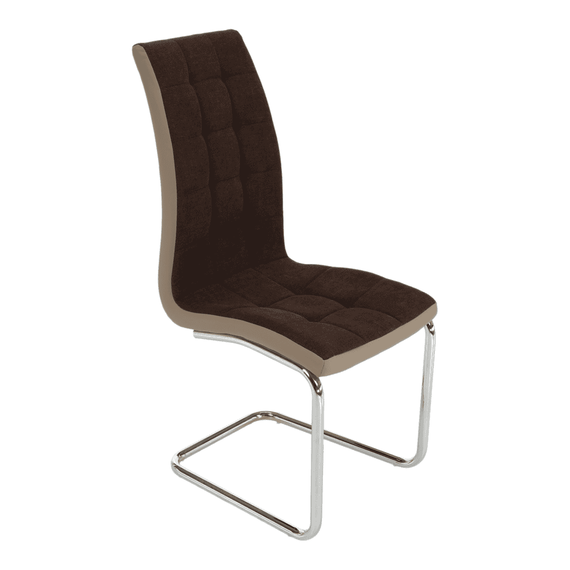 Scaun bucătărie, material textil maro/piele ecologică bej/crom, SALOMA NEW - 7- Roveli