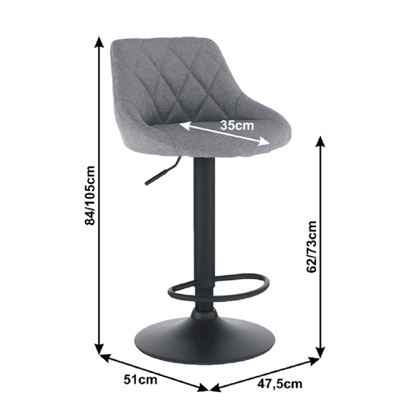 Scaun bar, material textil gri/negru, TERKAN - 8- Roveli