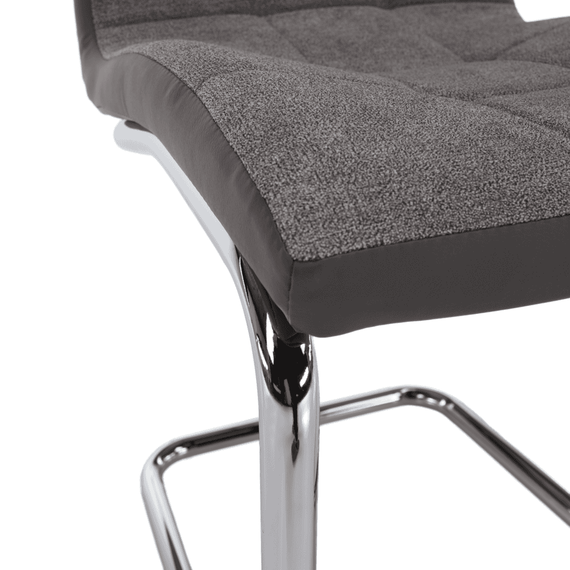 Scaun bucătărie, material textil gri deschis/piele ecologică gri/crom, SALOMA NEW - 7- Roveli