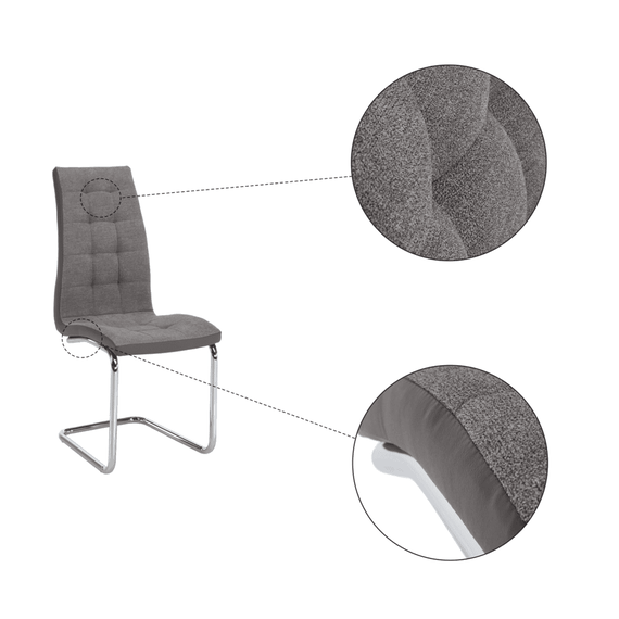 Scaun bucătărie, material textil gri deschis/piele ecologică gri/crom, SALOMA NEW - 3- Roveli