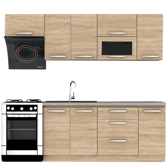 Ansamblu de bucătărie 2,4 m, stejar sonoma, NOVA PLUS - - Roveli