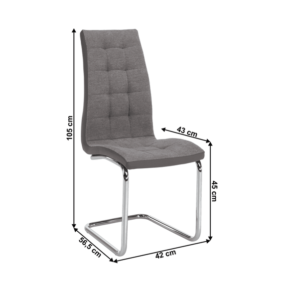 Scaun bucătărie, material textil gri deschis/piele ecologică gri/crom, SALOMA NEW - 5- Roveli