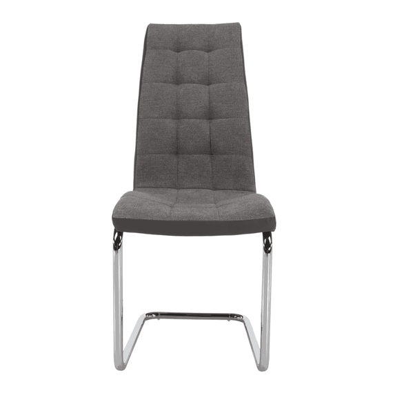 Scaun bucătărie, material textil gri deschis/piele ecologică gri/crom, SALOMA NEW - 9- Roveli