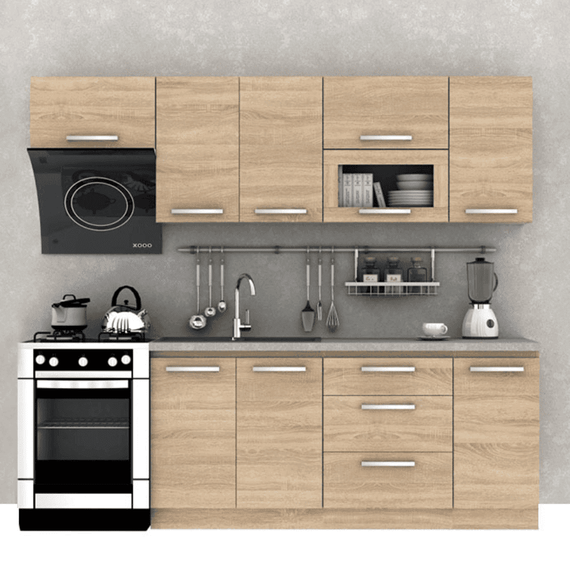 Ansamblu de bucătărie 2,4 m, stejar sonoma, NOVA PLUS - 3- Roveli