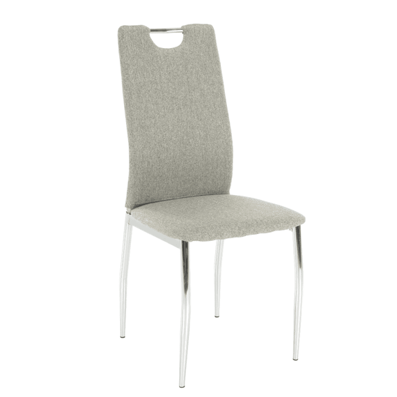 Scaun bucătărie, material textil bej/crom, OLIVA NEW - - Roveli