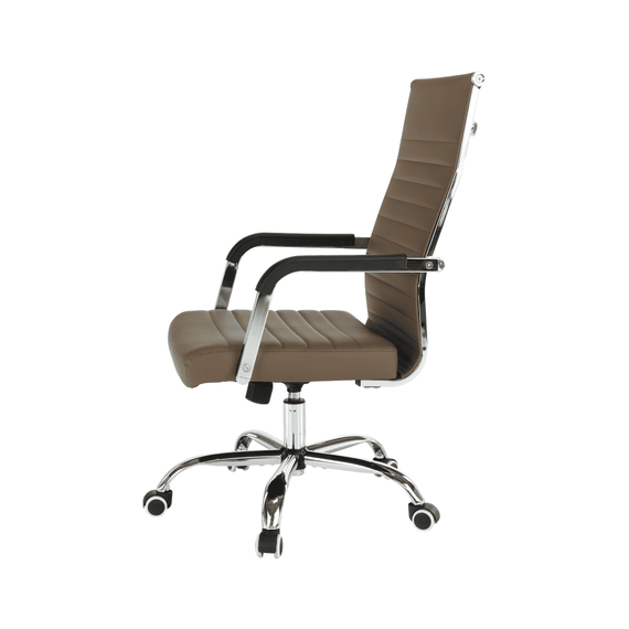Scaun de birou, piele eco/metal, taupe/crom, FARAN - 8- Roveli