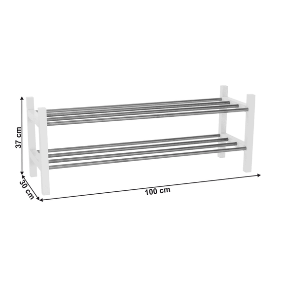 Dulap încălţăminte, alb/argintiu, BRESO - 2- Roveli