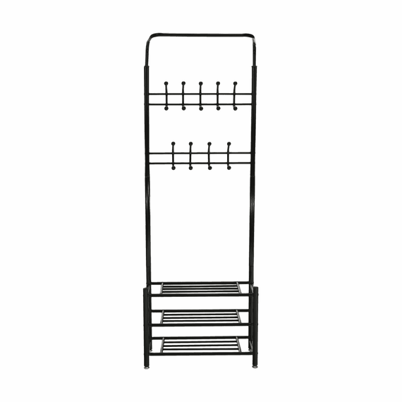 Cuier cu dulap pt. încălţăminte, metal negru, BARNUM - 3- Roveli