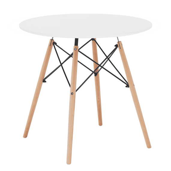 Masă dining, alb/fag, diametru 60 cm, GAMIN NEW 60 - - Roveli