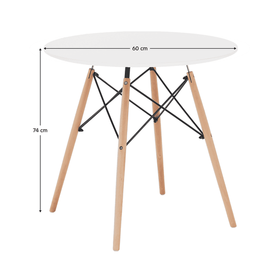Masă dining, alb/fag, diametru 60 cm, GAMIN NEW 60 - 2- Roveli
