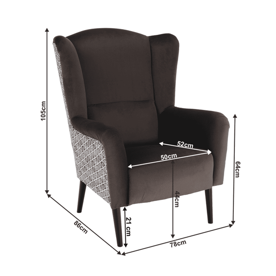 Fotoliu de design, catifea Velvet maro/model Terra, BELEK - 5- Roveli