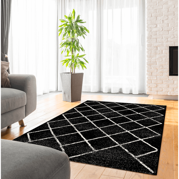 Covor, negru/model, 100x150 cm, MATES TYP 1 - 10- Roveli