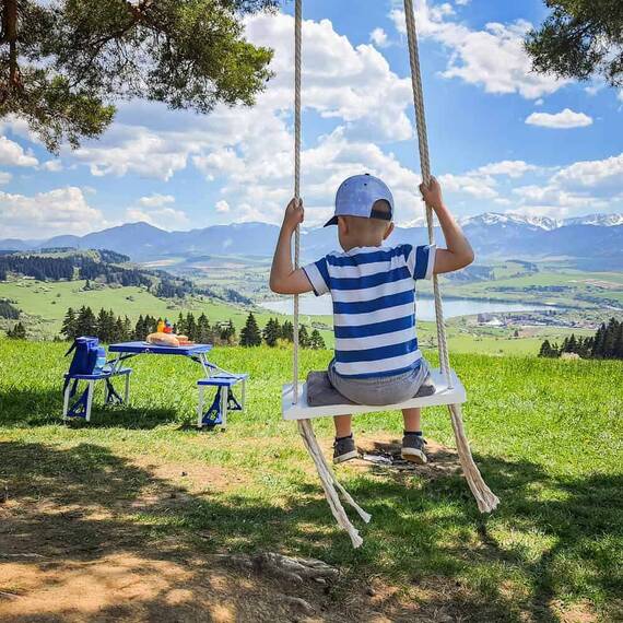 Leagăn pentru copii, alb / gri, SVING - 6- Roveli