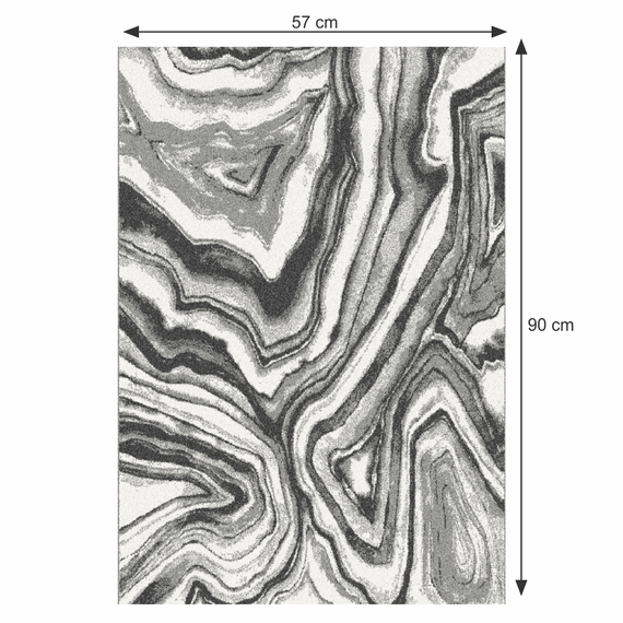 Covor, alb/negru/model, 57x90, SINAN - 2- Roveli