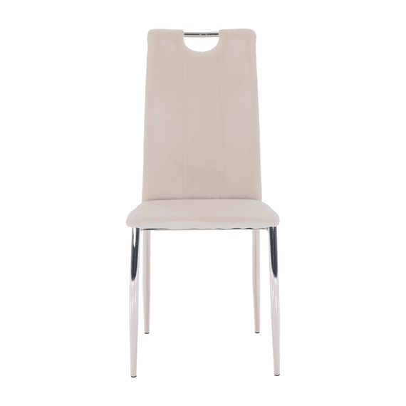 Scaun de masă, ţesătură catifea bej / crom, OLIVA NEW - 10- Roveli