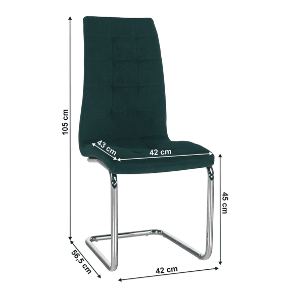 Scaun de masă, ţesătură de catifea smarald / crom, SALOMA NEW - 9- Roveli